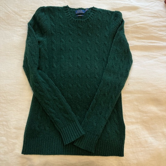 Ralph Lauren Sweaters - Ralph Lauren Cable-Knit Cashmere Sweater in Moss Agate. Size Small-Petite